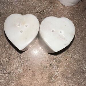Anthropologie White Heart Salt and Pepper Shakers